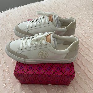 Tory Burch Leather Color Block Sneaker - White